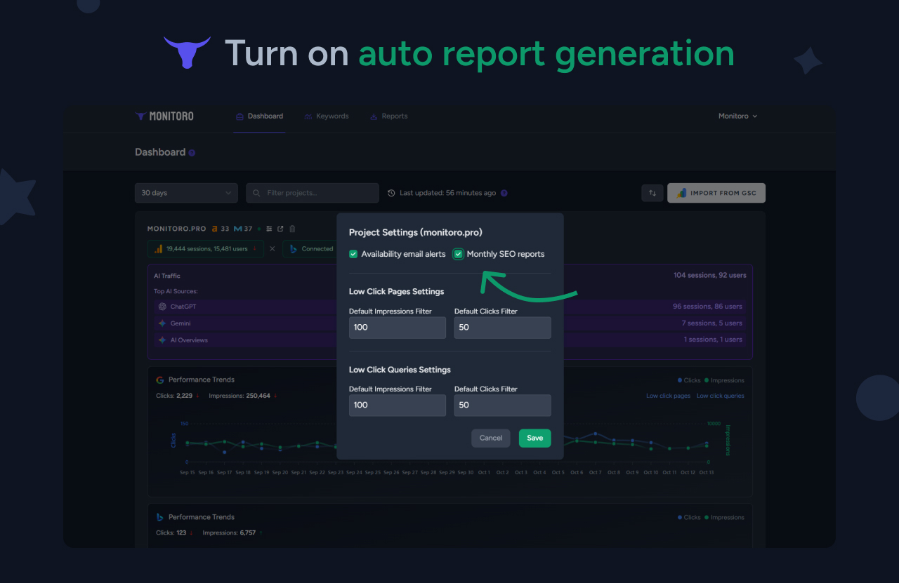 Auto SEO report generation